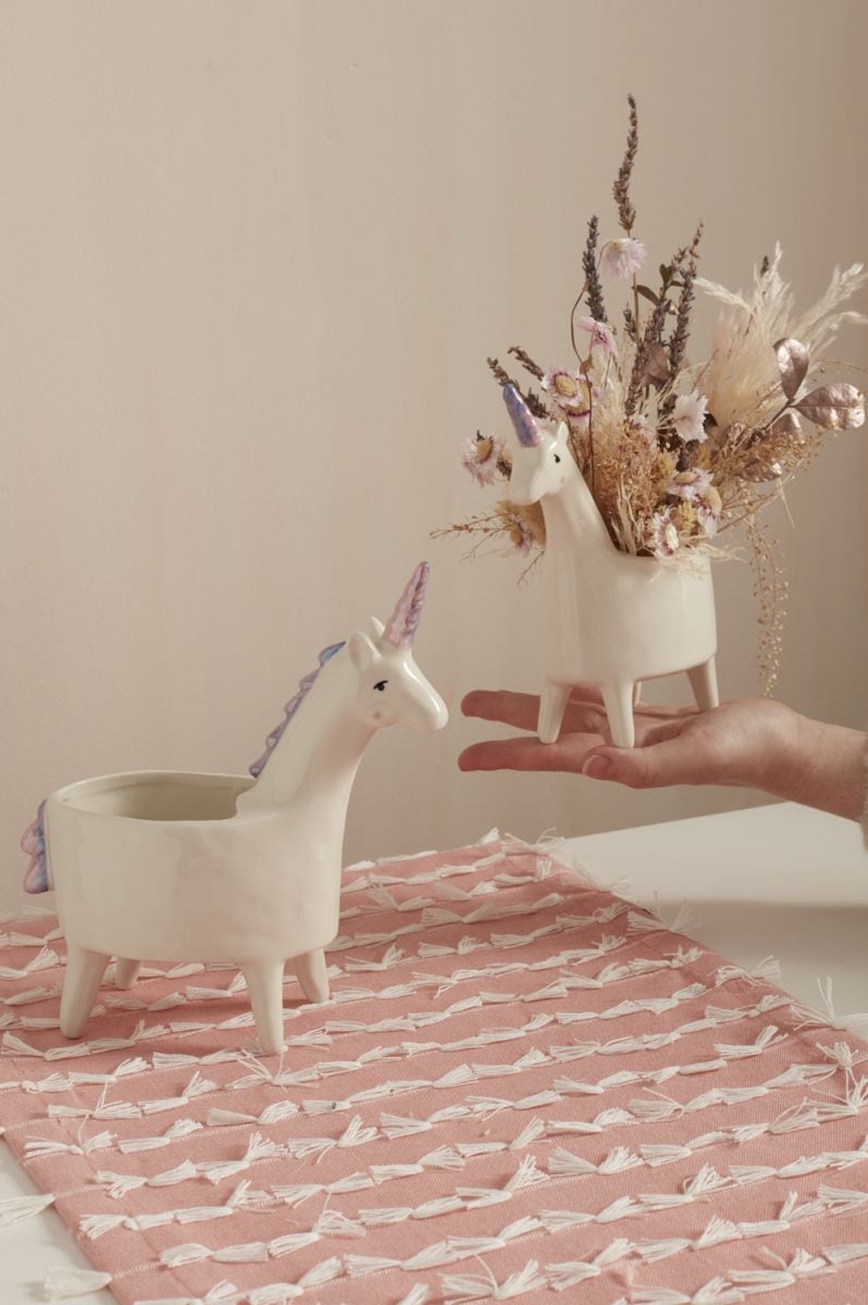 Lolly Unicorn Planter Filled With Dried Florals